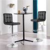 Set of 2 Modern Adjustable Height Bar Stools with Black PU Leather Swivel Seat