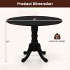 Black Solid Wood 40-inch Round Kitchen Dining Table - Rustic Farmhouse