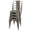 Set of 4 - Stackable Modern Cafe Bistro Dining Side Chair in Gun Metal Finish