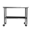 2ft x 4ft Stainless Steel Top Kitchen Prep Table with Locking Casters Wheels