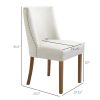 Set of 2 Modern Nailhead Diamond Stitch Upholstered Dining Chairs Beige White